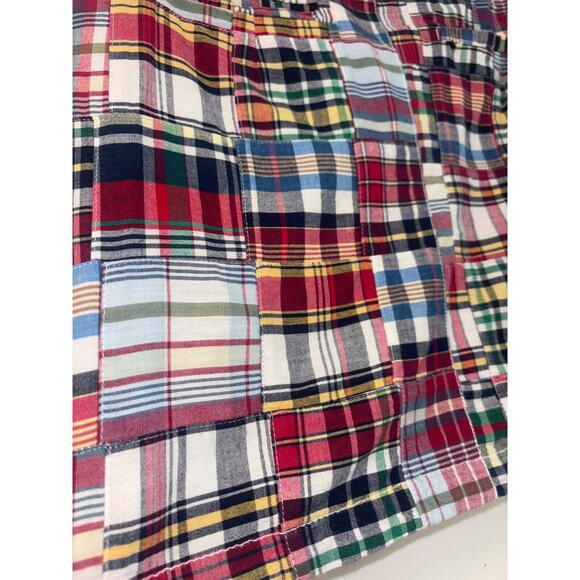 British khaki Patchwork Plaid Mini Skirt Sz 4 Cotton Multi-Color White Women VTG - Picture 6 of 6